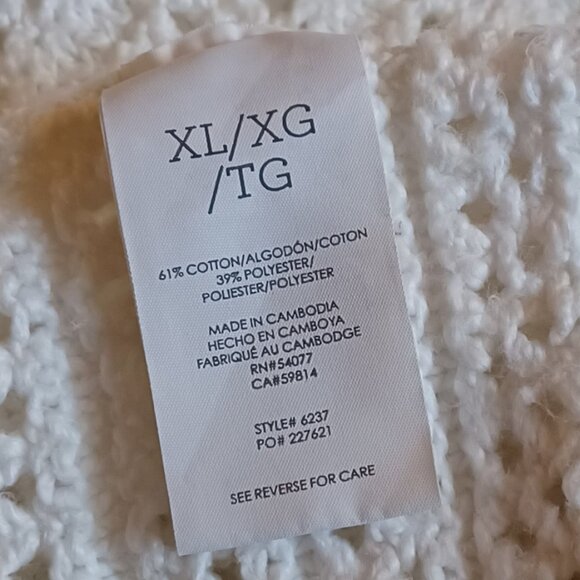 CAbi White Open Stitch Long Sleeve Cardigan Sweater #6237 Size XL - Picture 7 of 8